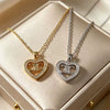 Wholesale Heartshaped Diamondstudded Rose Dragonfly Butterfly Pendant Necklace For Couples Copper Inlaid With Zircon 18K Real Gold Plated Titanium Steel Flash O Chain