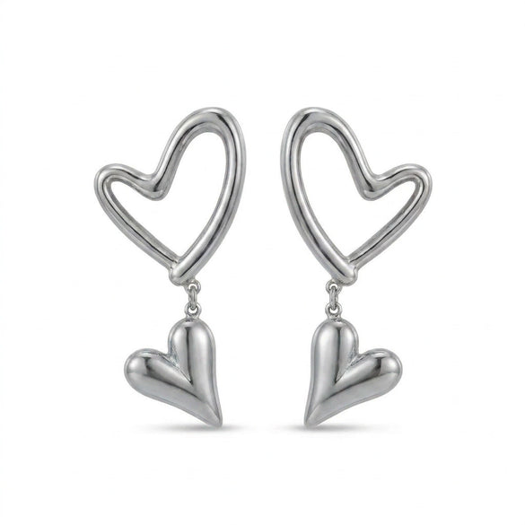 Wholesale Heartshaped Electroplated Gold And Silver Twotone Stainless Steel Earrings For Women