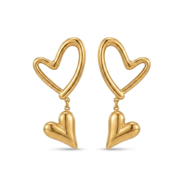 Wholesale Heartshaped Electroplated Gold And Silver Twotone Stainless Steel Earrings For Women