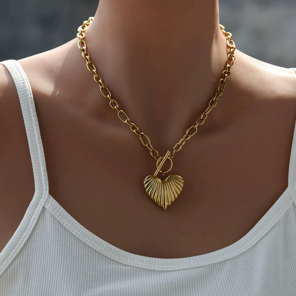 Wholesale Heartshaped Electroplated Stainless Steel Pendant Necklace For Women
