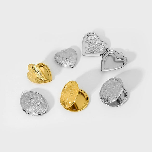 Wholesale Heartshaped Engraved Stainless Steel Electroplated Pendant Necklace With Geometric Return Pattern Jewelry Accessory