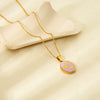 Wholesale Heartshaped Geometric Purple Enamel Stainless Steel 18K Gold Plated Pendant Necklace With Glue Design For Women
