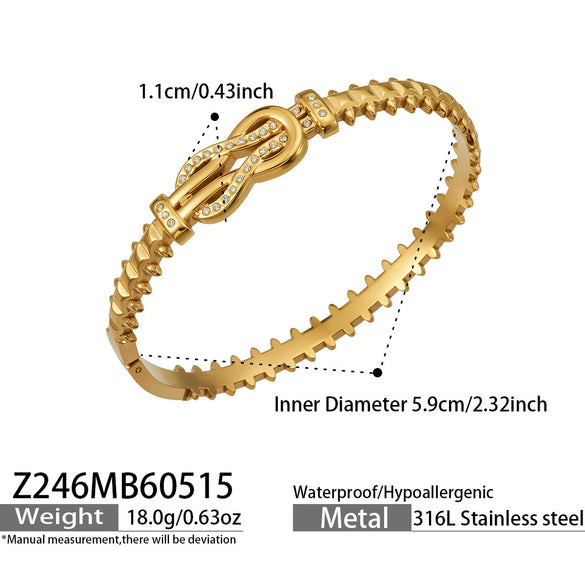 Wholesale Heartshaped Geometric Stainless Steel Electroplated Bee Bracelet With Zircon Inlay Jewelry Accessory