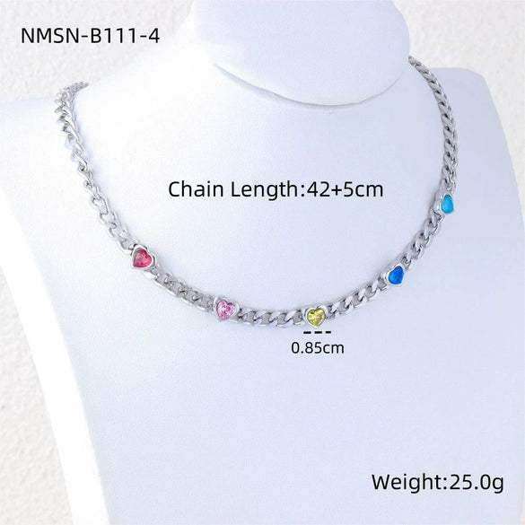 Wholesale Heartshaped Geometric Stainless Steel Fashion Simple Clavicle Necklace For Women With Electroplating