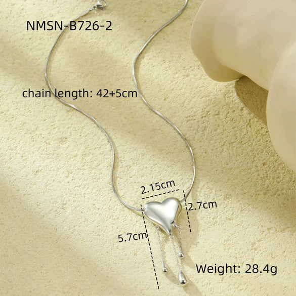Wholesale Heartshaped Geometric Stainless Steel Fashion Simple Clavicle Necklace For Women With Electroplating
