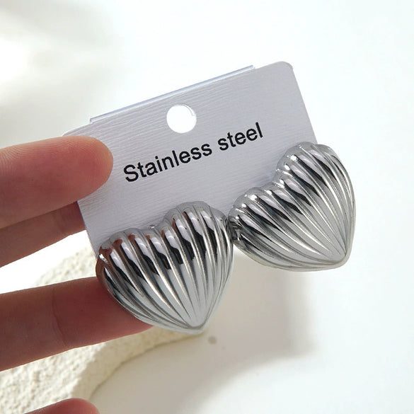 Wholesale Heartshaped Geometric Stainless Steel Stamped Earrings For Women