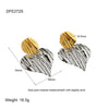 Wholesale Heartshaped Geometric Striped Pleated Colorblocking 18K Gold Plated Stainless Steel Earrings For Women