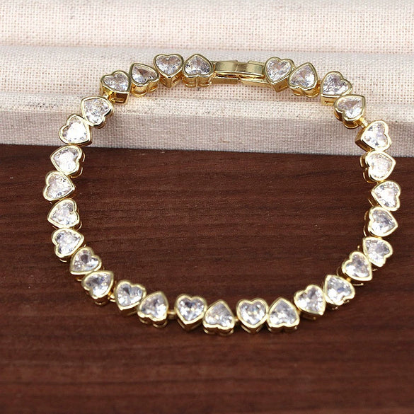 Wholesale Heartshaped Gold Plated Zirconia Bracelet Jewelry For Women