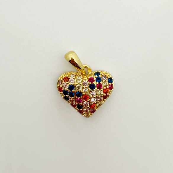 Wholesale Heartshaped Goldplated Copper Pendant Charms With Colorful Zircon Inlay Diy Jewelry Accessories For Women