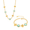 Wholesale Heartshaped Goldplated Stainless Steel And Czech Glass Ferris Wheel Super Flash Light Luxury Unisex Jewelry Set With Necklace And Hand Jewelry
