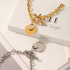 Wholesale Heartshaped Ot Buckle Bracelet For Women Stainless Steel With Pvd Vacuum Plating Inlay And Electroplating