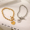 Wholesale Heartshaped Ot Buckle Bracelet For Women Stainless Steel With Pvd Vacuum Plating Inlay And Electroplating