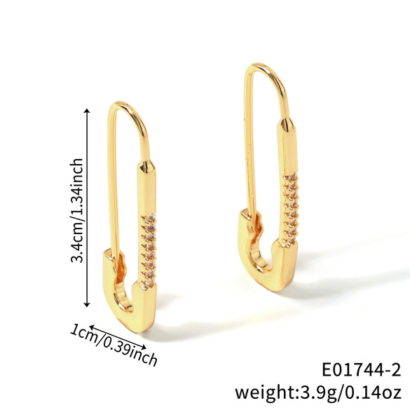 Wholesale Heartshaped Paper Clip Inlaid Zirconium Earrings For Women Copper Electroplated