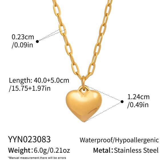 Wholesale Heartshaped Pendant Necklace For Women Stainless Steel 18K Real Gold Plated With Pvd Furnace Vacuum Real Gold Plating