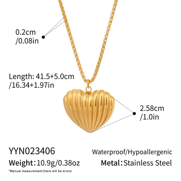 Wholesale Heartshaped Pendant Necklace For Women Stainless Steel 18K Real Gold Plated With Pvd Furnace Vacuum Real Gold Plating