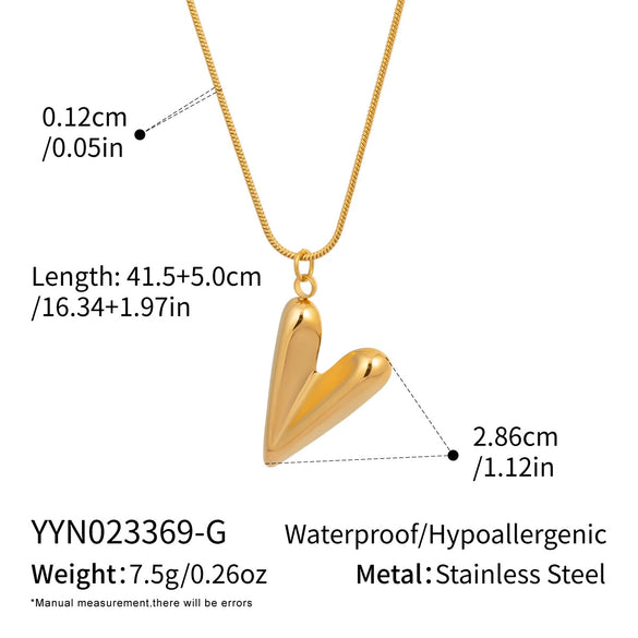 Wholesale Heartshaped Pendant Necklace For Women Stainless Steel 18K Real Gold Plated With Pvd Furnace Vacuum Real Gold Plating
