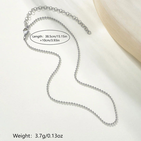 Wholesale Heartshaped Round Bead Geometric Square Stainless Steel Necklace With Polish Finish
