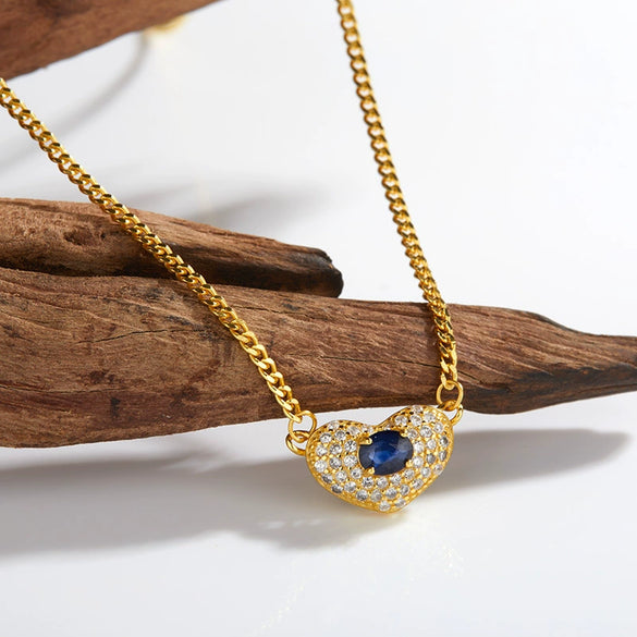 Wholesale Heartshaped Silver Jewelry Set With Gems Love Pendant Necklace For Women