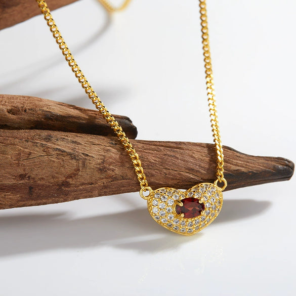 Wholesale Heartshaped Silver Jewelry Set With Gems Love Pendant Necklace For Women