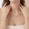 Wholesale Heartshaped Stainless Steel 18K Gold Plated Diamondencrusted Jewelry Bracelet And Necklace For Women