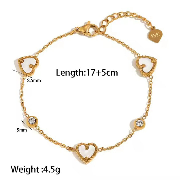 Wholesale Heartshaped Stainless Steel 18K Gold Plated Diamondencrusted Jewelry Bracelet And Necklace For Women