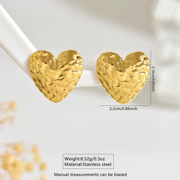 Wholesale Heartshaped Stainless Steel Stamped Earrings For Women