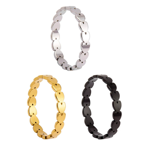 Wholesale Heartshaped Titanium Steel Women's Ring With Electroplating