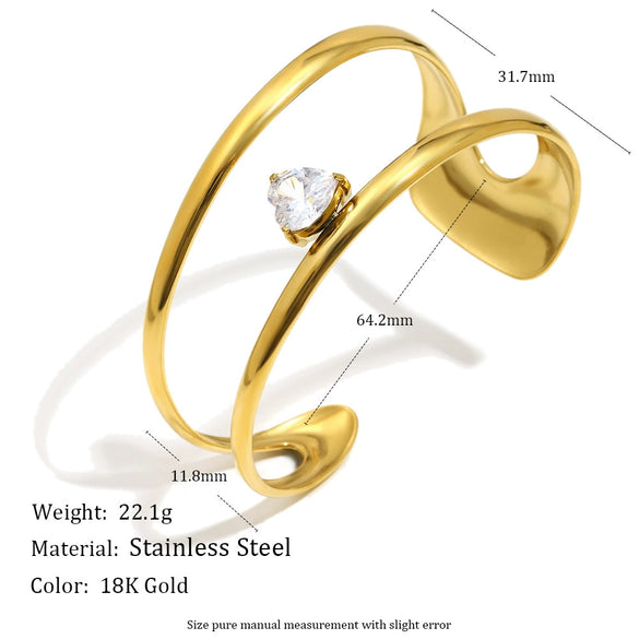 Wholesale Heartshaped Water Drop Zircon Stainless Steel Electroplated Bracelet Jewelry