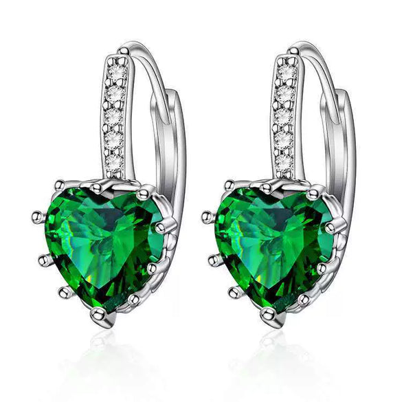 Wholesale Heartshaped Zircon Inlaid Electroplated Earrings Unisex Small Fresh Style