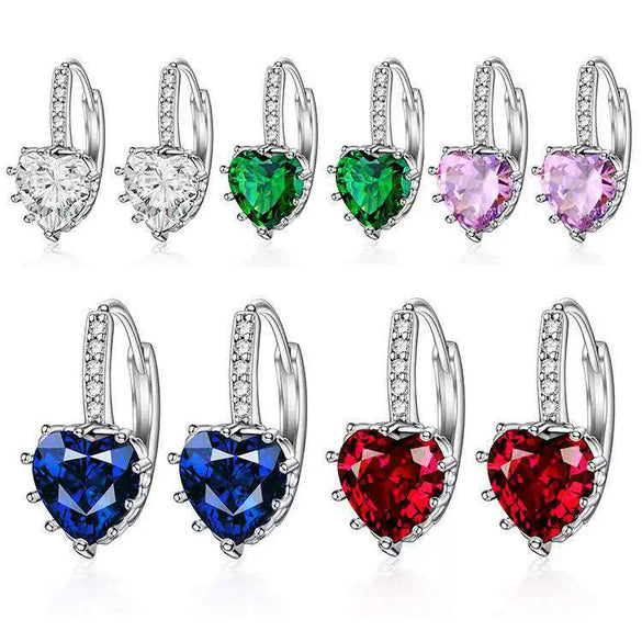 Wholesale Heartshaped Zircon Inlaid Electroplated Earrings Unisex Small Fresh Style