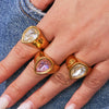 Wholesale Heavy Industry Casting 316L Stainless Steel Water Drop Geometric Ring Electroplated Fashion Minimalist Women's Jewelry