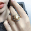 Wholesale Heavy Industry Design Geometric Ring Copper Imitation Pearl Zirconia Jewelry