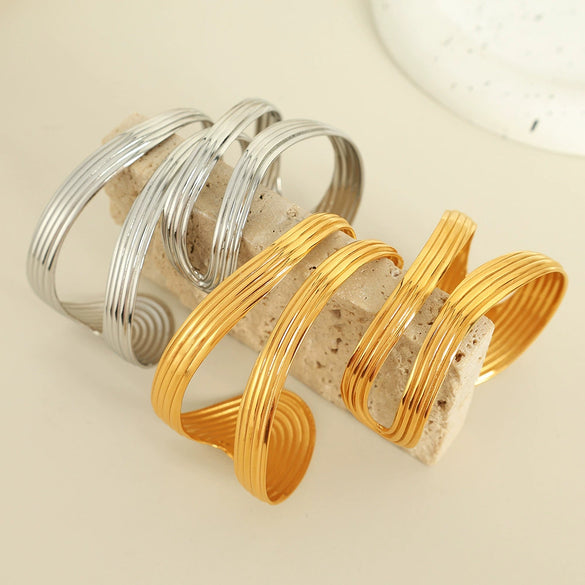 Wholesale Heavy Industry Style 316L Stainless Steel Bracelet With 18K Gold Plated For Ladies