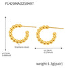 Wholesale Hemp Pattern C Shaped Titanium Steel Earrings With Electroplating Treatment For Women