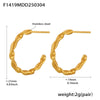 Wholesale Hemp Pattern C Shaped Titanium Steel Earrings With Electroplating Treatment For Women