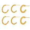 Wholesale Hemp Pattern C Shaped Titanium Steel Earrings With Electroplating Treatment For Women