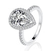 Wholesale High Carbon Diamond Silver Ring With Pear Shape And Raydean Cutting
