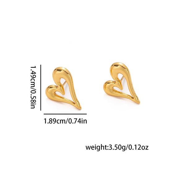Wholesale High End Asymmetrical Heart Shaped Titanium Steel Earrings With Electroplating Non Fading French Retro And Fashion Ol Style