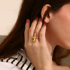 Wholesale High End Creative Women's Jewelry Stainless Steel 18K Gold Plated Geometric Round Stick Opening Ring