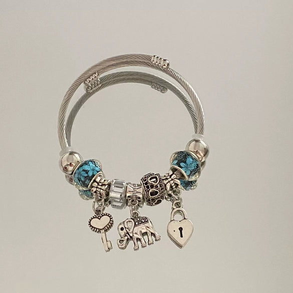 Wholesale High End Elephant Pendant Bracelet With Electroplating Stainless Steel Material