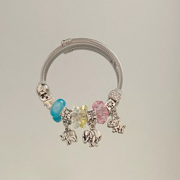 Wholesale High End Elephant Pendant Bracelet With Electroplating Stainless Steel Material