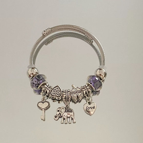 Wholesale High End Elephant Pendant Bracelet With Electroplating Stainless Steel Material