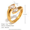 Wholesale High End Jewelry Stainless Steel 18K Gold Plated Drop Shaped Geometric Double Head Open Ring With Electroplating For Women