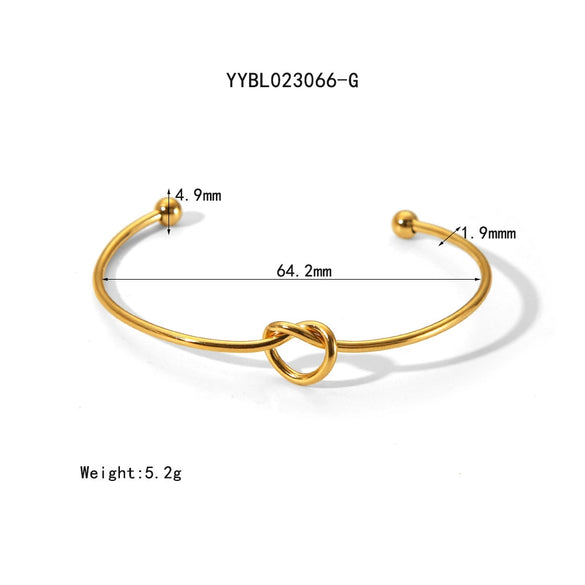 Wholesale High End Niche Design Glossy Knotted Stainless Steel Bracelet With 18K Gold Plated Color Preserving Vacuum Real Gold Electroplating In Pvd Furnace