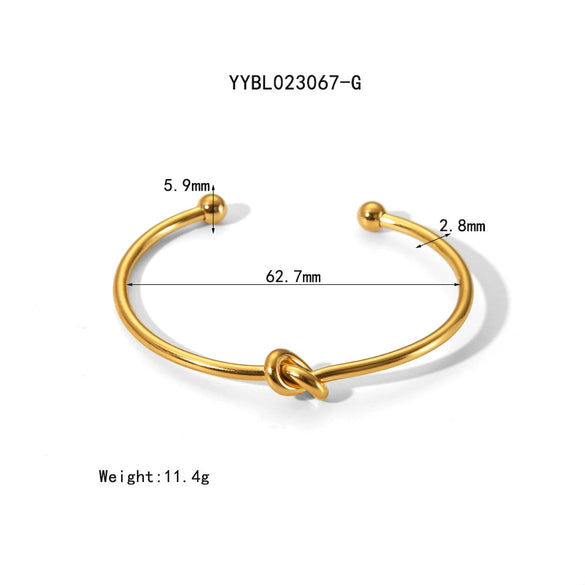Wholesale High End Niche Design Glossy Knotted Stainless Steel Bracelet With 18K Gold Plated Color Preserving Vacuum Real Gold Electroplating In Pvd Furnace