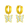 Wholesale High End Wide Surface Metal Titanium Steel Butterfly Pendant Jewelry With Geometric Pattern And Electroplating For Unisex Cold Style Earrings