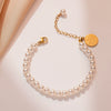 Wholesale High Grade Fancy Pearl Bracelet In Light Luxury Niche Elegant Style Made Of Titanium Steel With Geometric Pattern And Electroplating Treatment