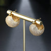 Wholesale High Grade Micro Inlaid Zirconium Ball Copper Ear Buckle Light Luxury Exquisite Ear Stud With Gold Plated Electroplating In Geometric Style For Women