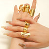 Wholesale High Grade Stainless Steel Irregular Geometric Joint Ring For Women With Electroplating Treatment