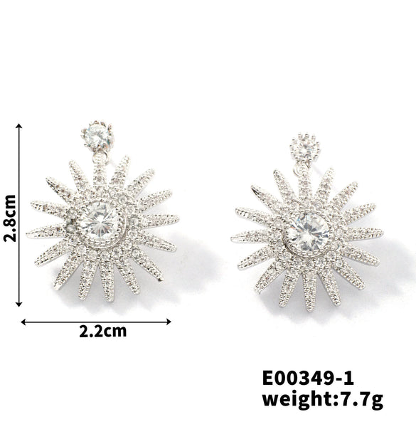 Wholesale High Luxury Zircon Earrings Copper Geometric Style For Women